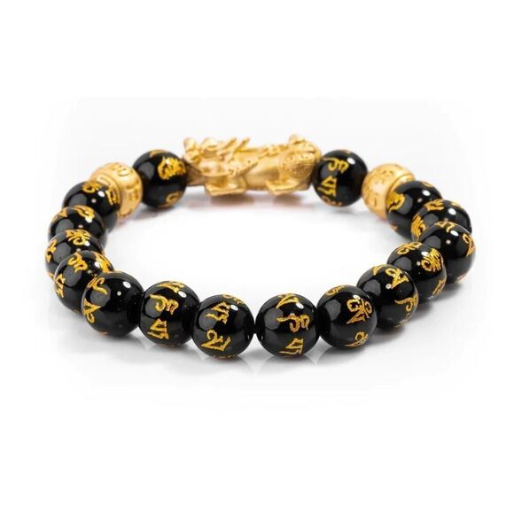 2 Black Obsidian Feng Shui Wealth Bracelets with Pi Xiu - Picture 7 of 9